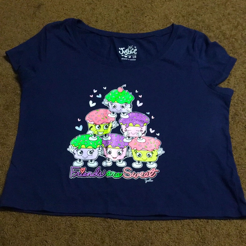 Justice Cupcake smile tshirt 18 girls Friends are sweet EUC